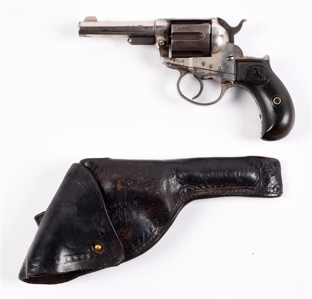 (A) COLT 1877 LIGHTNING DOUBLE ACTION REVOLVER WITH MONTGOMERY WARD HOLSTER.
