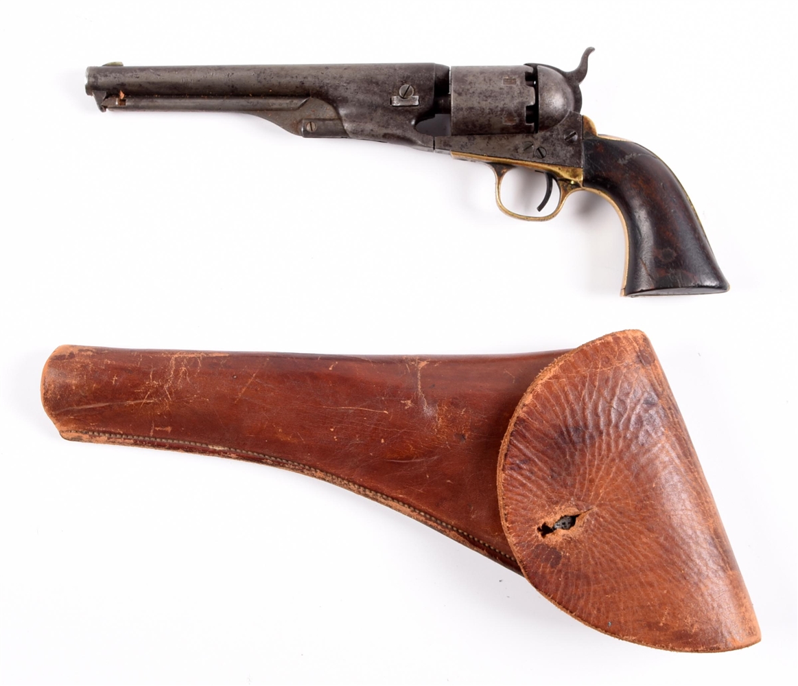 (A) COLT 1861 NAVY REVOLVER WITH REPRODUCTION HOLSTER.
