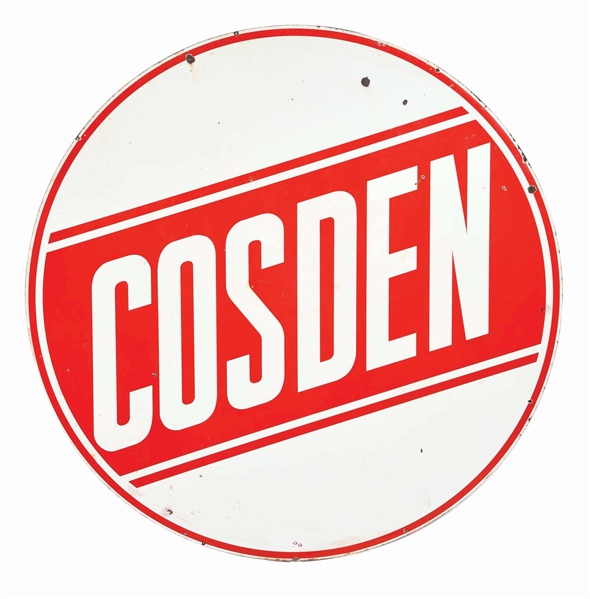 COSDEN GASOLINE PORCELAIN SERVICE STATION SIGN. 