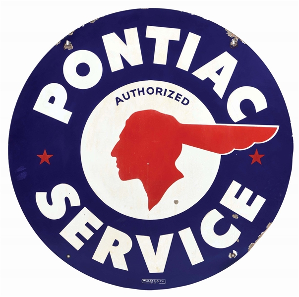 PONTIAC SERVICE STATION PORCELAIN SIGN.