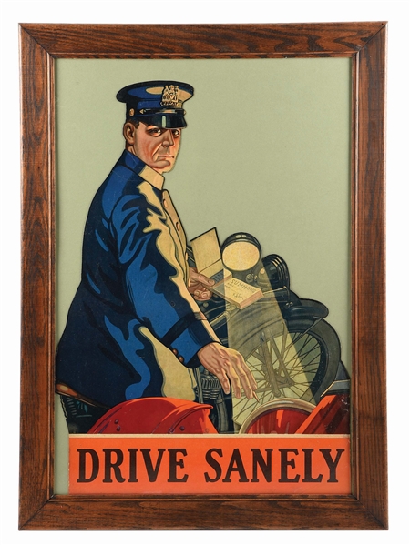 DRIVE SANELY CARD STOCK FRAMED DISPLAY WITH OAK FRAME. 