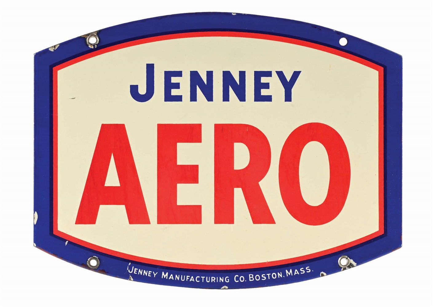 JENNEY AERO GASOLINE PORCELAIN PUMP PLATE SIGN.