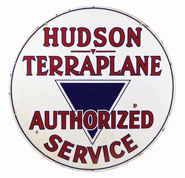HUDSON TERRAPLANE AUTHORIZED SERVICE PORCELAIN SIGN.