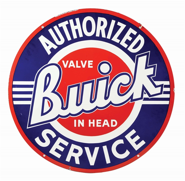 BUICK AUTHORIZED SERVICE PORCELAIN SIGN.