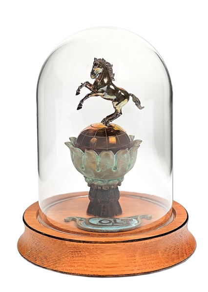 VERY RARE FRANCOLINI RAMPANT COLT STATUETTE WITH VITRINE. 