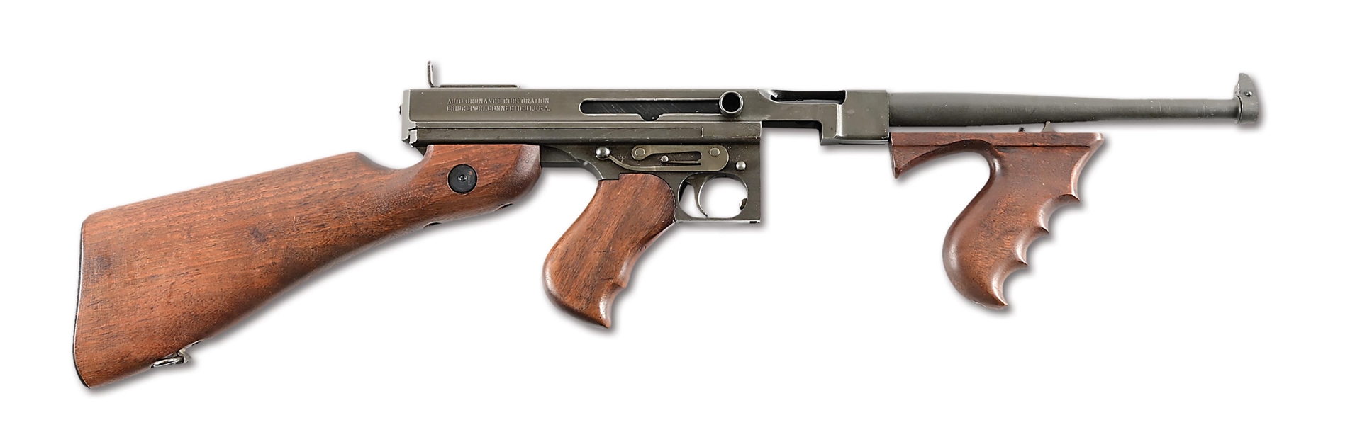 (N) SAVAGE MANUFACTURED M1A1 THOMPSON MACHINE GUN AS RETROFITTED FROM M1 TO M1A1 CONFIGURATION (CURIO & RELIC).