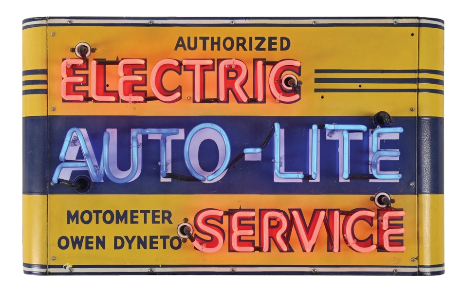 AUTO LITE ELECTRIC SERVICE PORCELAIN NEON SIGN. 