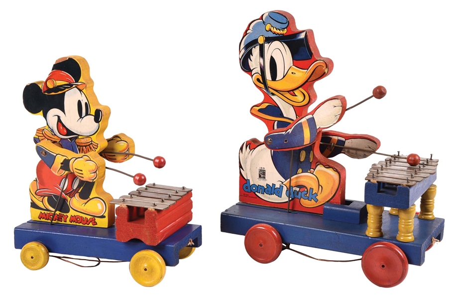 LOT OF 2: WALT DISNEY MICKEY MOUSE & DONALD DUCK XYLOPHONE PLAYERS