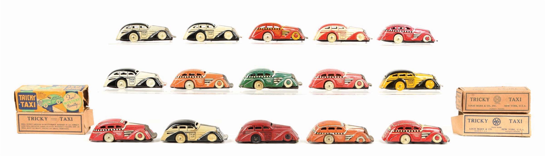 LOT OF 15: VARIOUS MARX TIN LITHO WIND-UP TRICKY TAXI TOYS