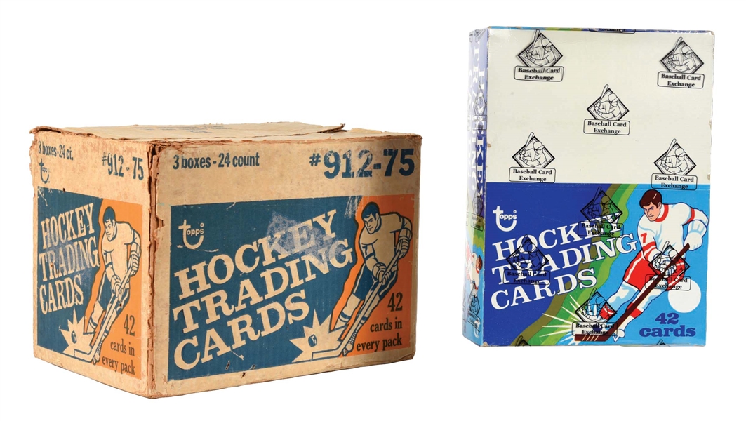 1975/76 TOPPS HOCKEY UNOPENED RACK PACK BOX W/ ORIGINAL SHIPPING BOX (BBCE)