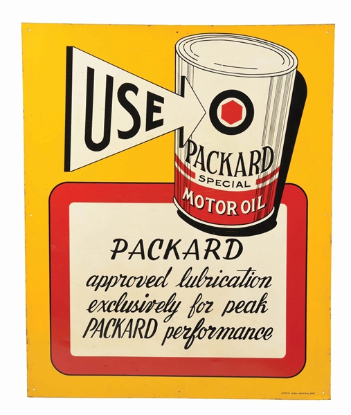 USE PACKARD SPECIAL MOTOR OIL TIN SIGN.