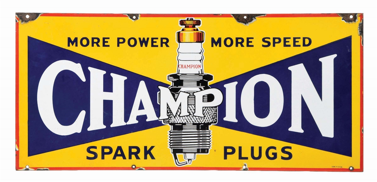 CHAMPION SPARK PLUGS PORCELAIN SIGN.