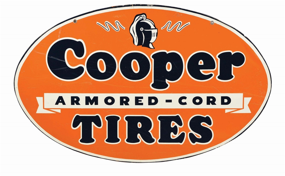 COOPER ARMORED-CORD TIRES SIGN.