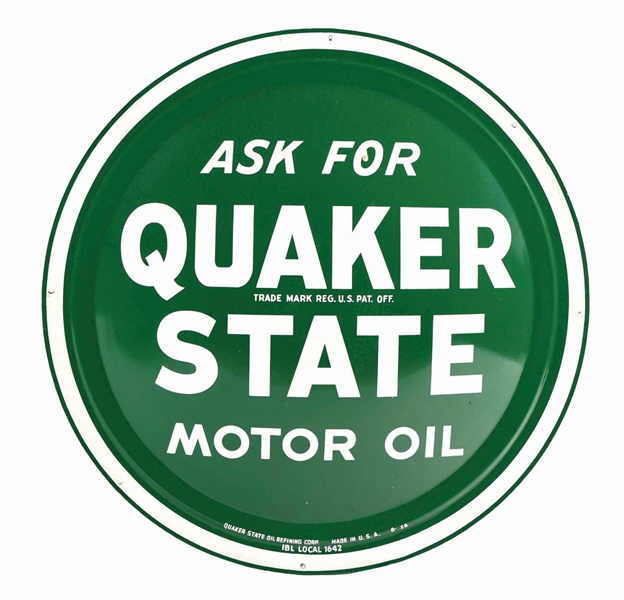 QUAKER STATE MOTOR OIL BULLSYEYE SIGN.