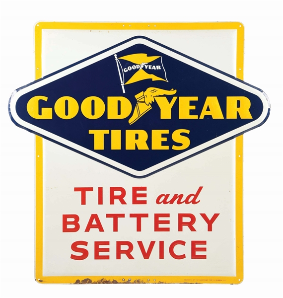 GOODYEAR TIRES AND BATTERY SERVICE SIGN.