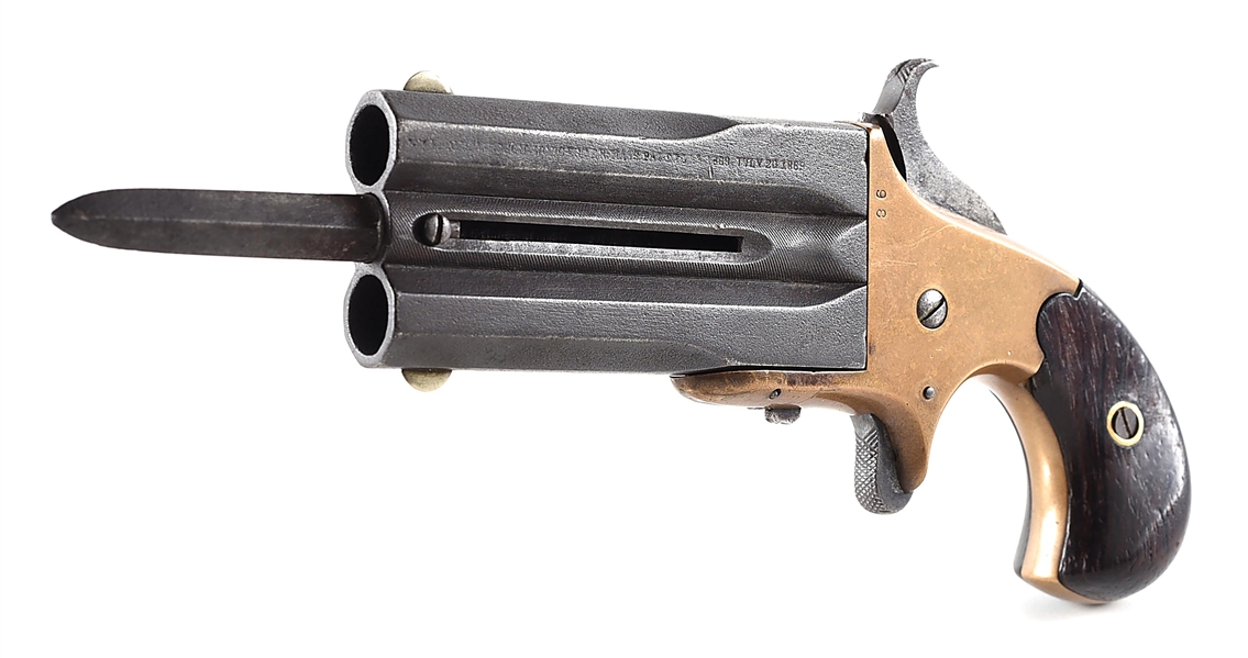 (A) FRANK WESSON LARGE FRAME SUPERPOSED PISTOL WITH SLIDING BAYONET.