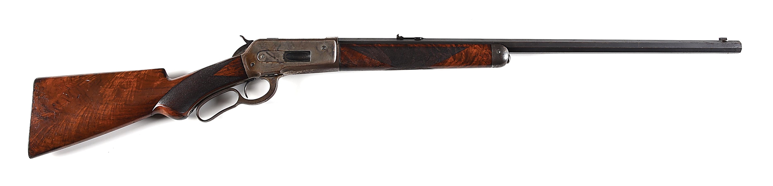 (A) DELUXE WINCHESTER MODEL 1886 LEVER ACTION RIFLE.