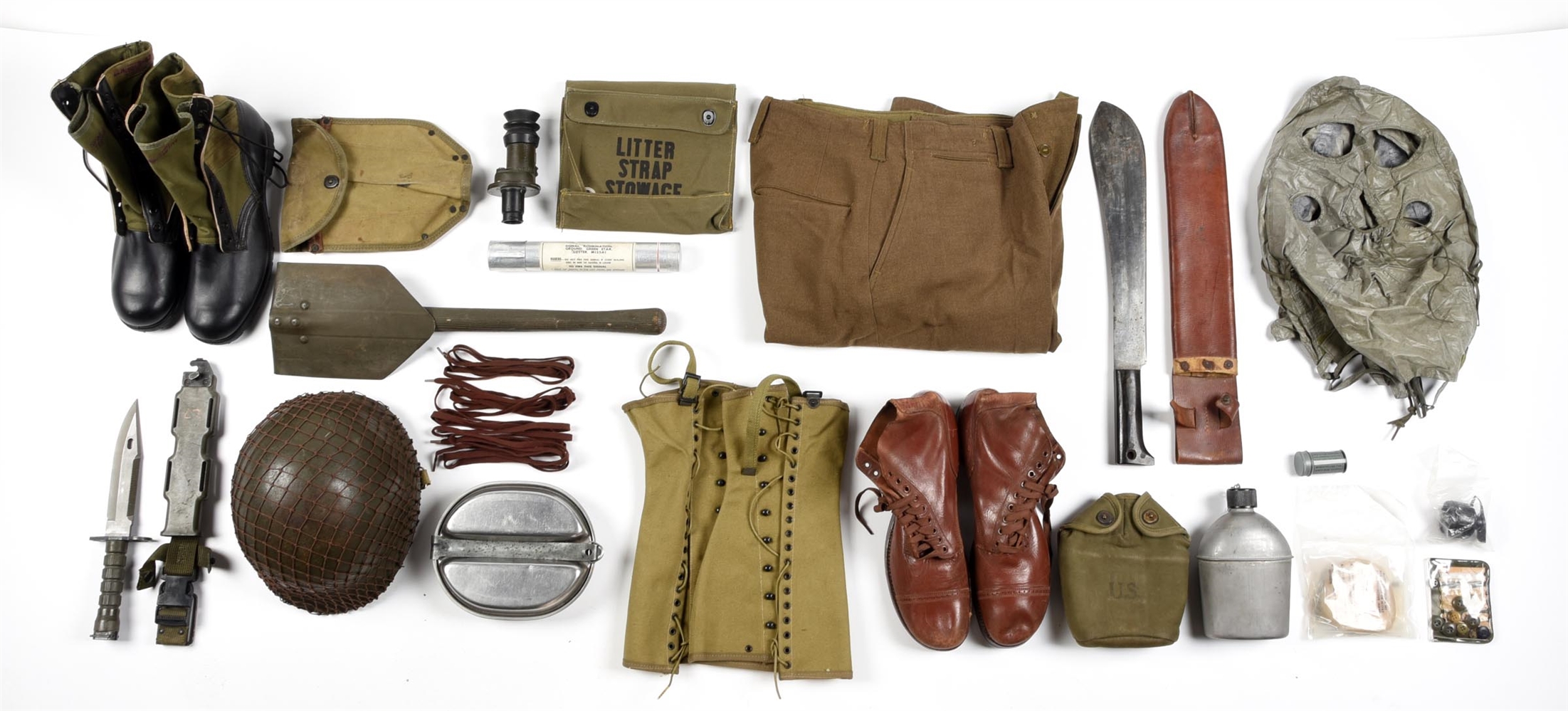 LOT OF MISCELLANEOUS US WWII-POST WWII FIELD GEAR AND EQUIPMENT.