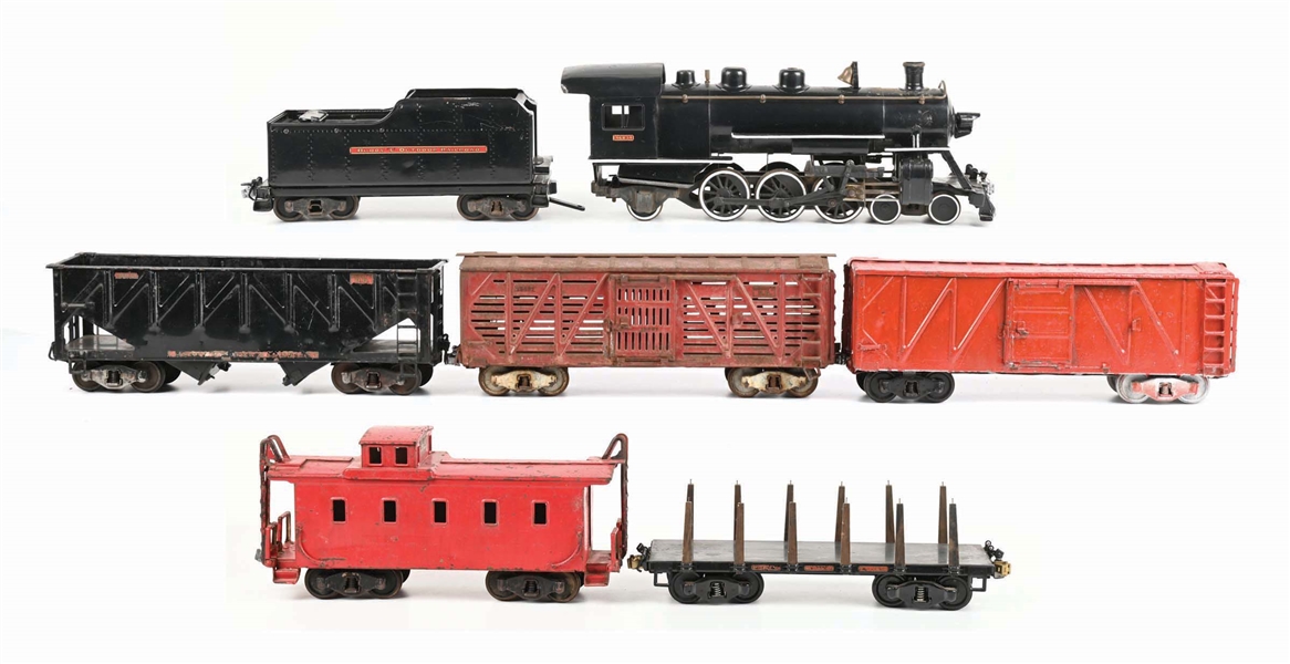 SET OF 7: PRESSED STEEL BUDDY "L" OUTDOOR TRAIN SET