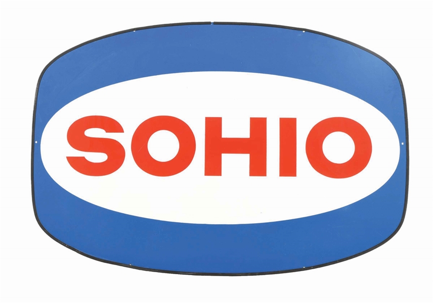 SOHIO GASOLINE PORCELAIN SERVICE STATION SIGN.