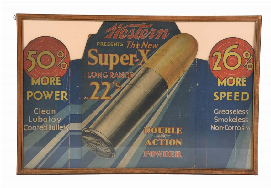 WESTERN 22S DOUBLE ACTION BULLETS FRAMED WINDOW DISPLAY.