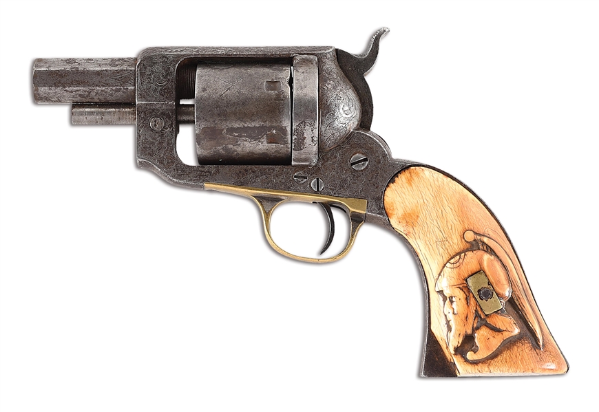 (A) EXTREMELY RARE FACTORY ENGRAVED WHITNEY NAVY CONVERSION BELLY GUN WITH CARVED IVORY CENTURION GRIPS.