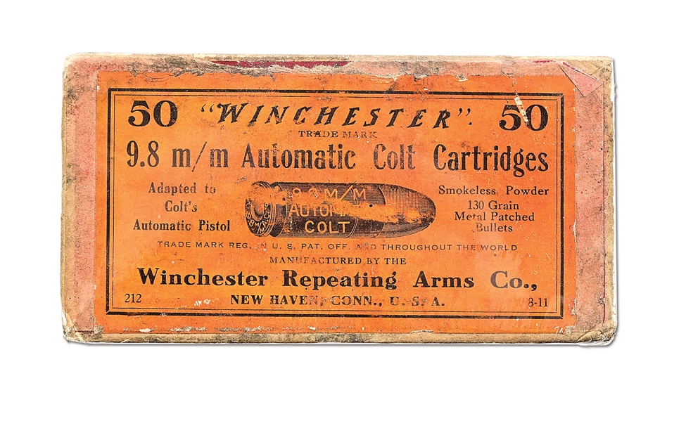 WINCHESTER 50 ROUND 9.8MM AUTO COLT CARTRIDGES.