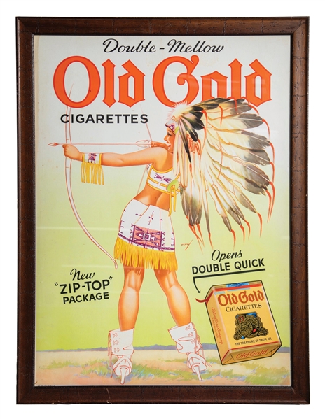 FRAMED OLD GOLD CIGARETTES SMOKING TOBACCO ADVERTISING SIGN
