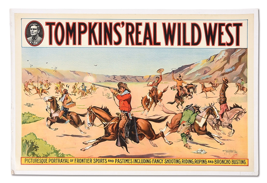 TOMPKINS REAL WILD WEST LITHOGRAPH POSTER
