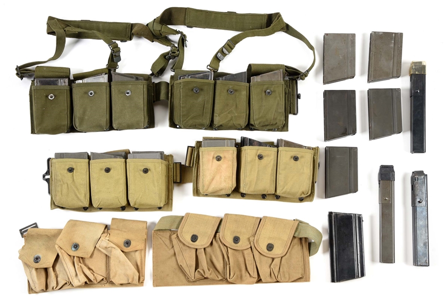 LOT OF BAR AMMUNITION BELTS AND MAGAZINES.