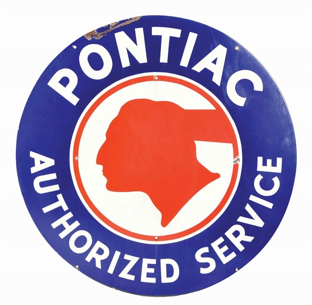 PONTIAC AUTHORIZED SERVICE PORCELAIN SIGN.