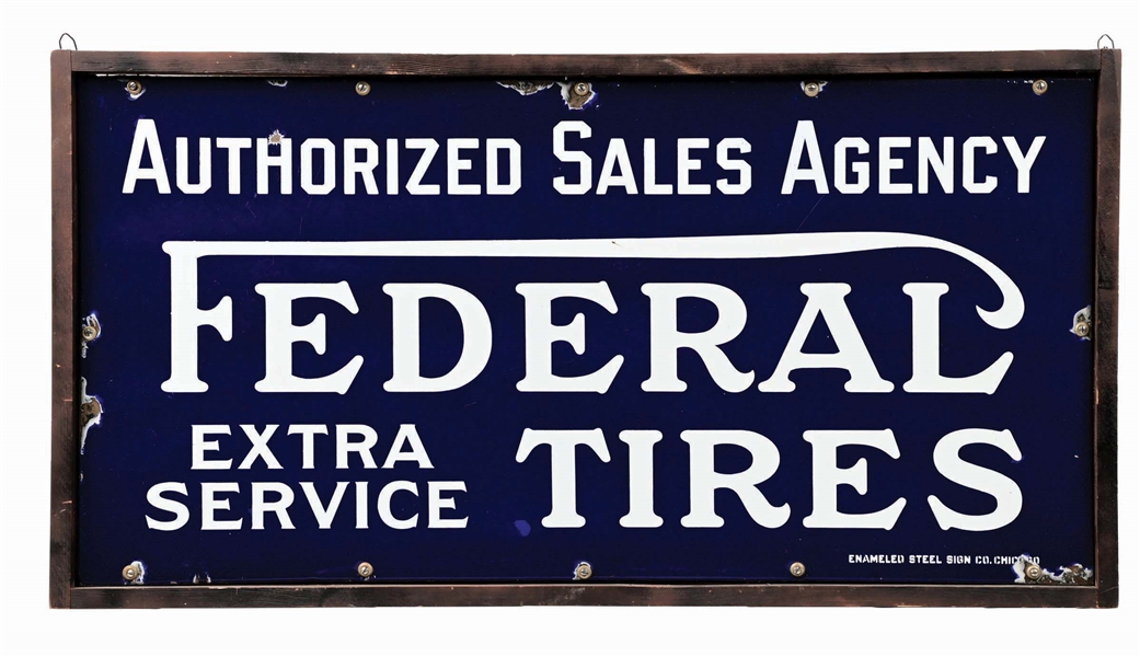 FEDERAL TIRES AUTHORIZED SALES AGENCY PORCELAIN SIGN. 