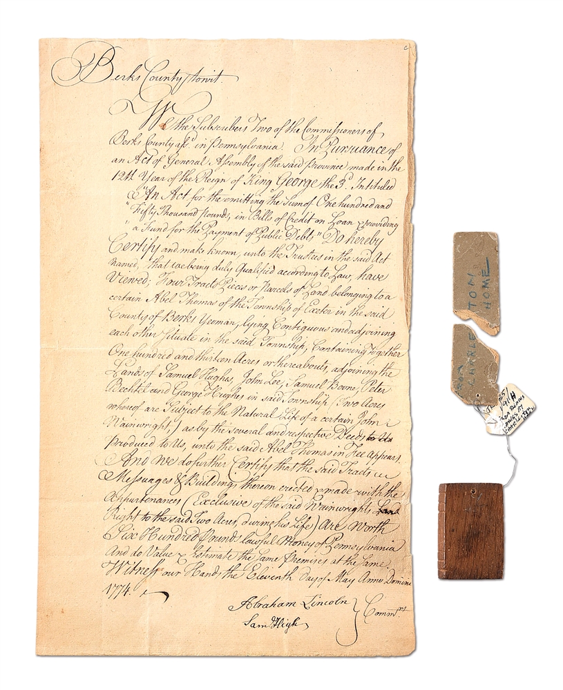 LOT OF DOCUMENTS AND EPHEMERA RELATED TO THE FAMILY OF ABRAHAM LINCOLN.