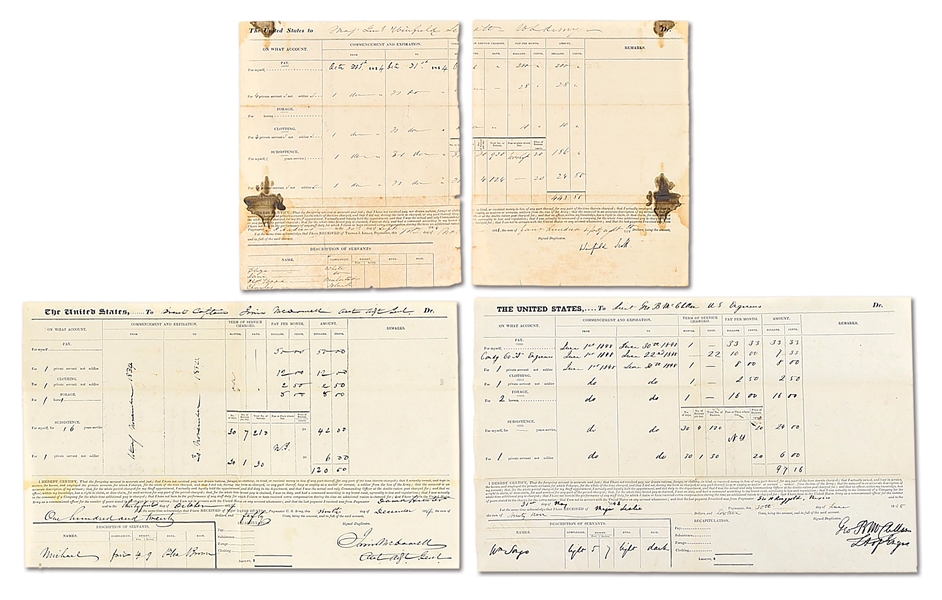 LOT OF 3: MEXICAN WAR PAY DOCUMENTS SIGNED BY WINFIELD SCOTT AND GEORGE MCLELLAN.