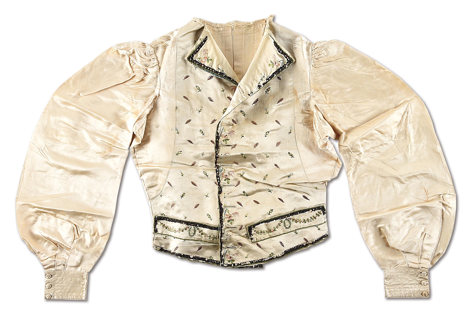 LAFAYETTE ATTRIBUTED EMBROIDERED SILK SLEEVED VEST OR WAISTCOAT.