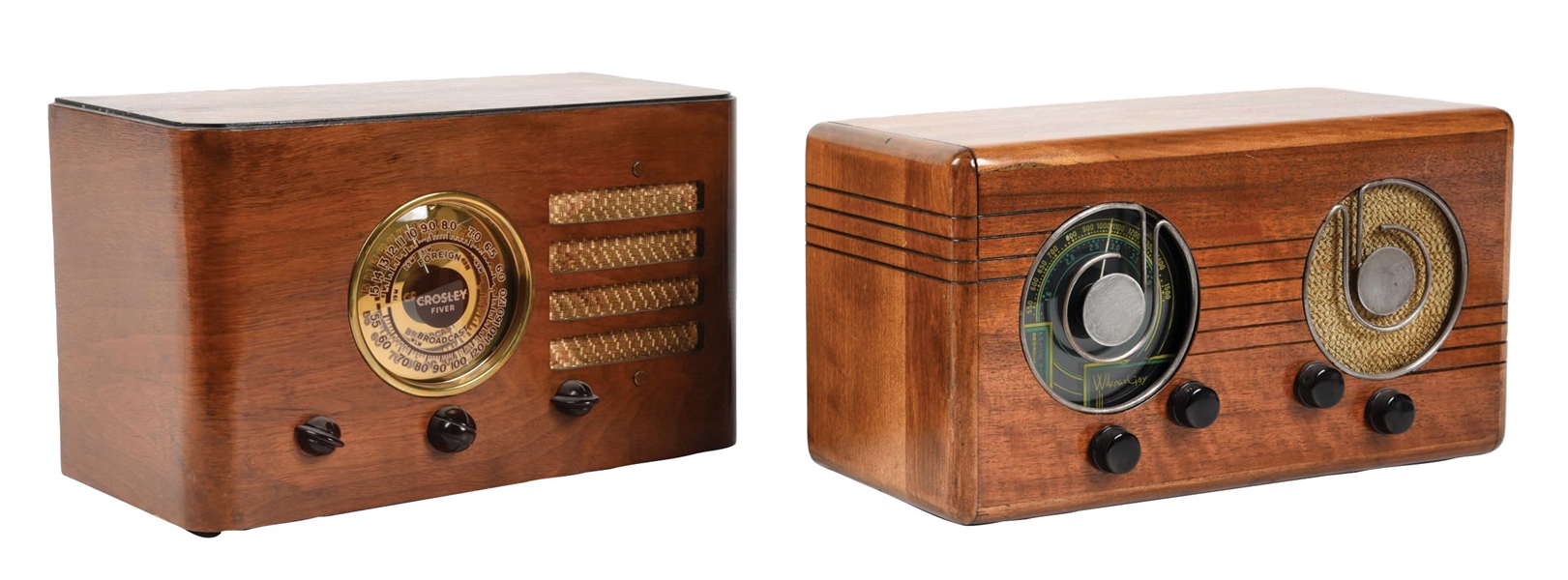COLLECTION OF 2 EARLY WOODEN RADIOS