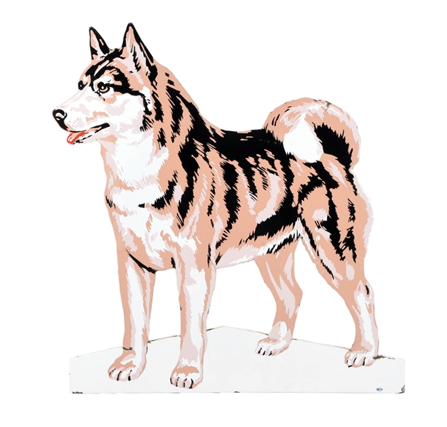 HUSKY DIE-CUT PORCELAIN DOG SIGN AGS 87. 