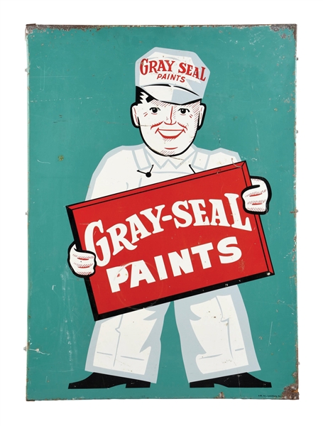 GRAY-SEAL PAINTS PAINTED METAL SIGN W/ PAINTER GRAPHIC