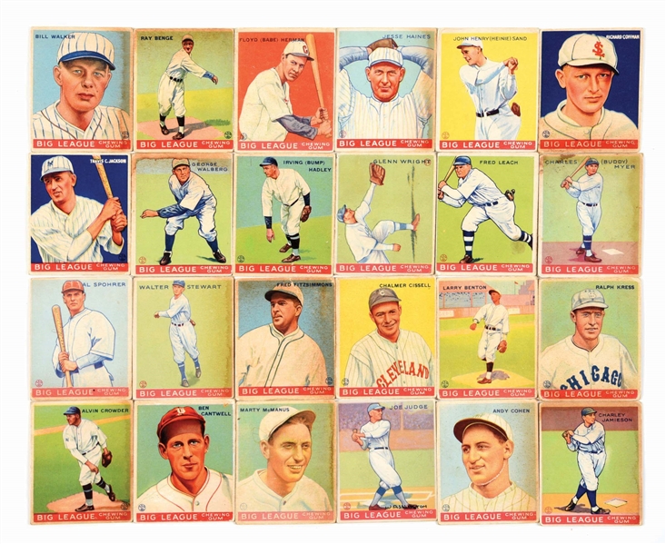 LOT OF 24: 1933 GOUDEY BIG LEAGUE BASEBALL CARDS