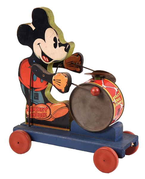 1937 FISHER PRICE WOODEN NO. 795 MICKEY MOUSE DRUMMER 