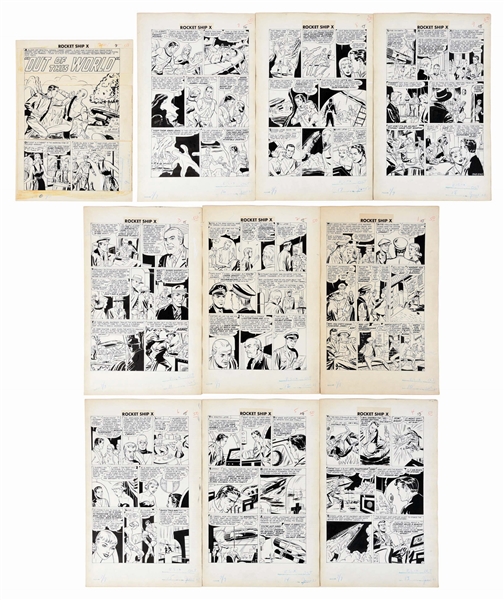 RARE 1951 "ROCKET SHIP X OUT OF THIS WORLD" ORIGINAL BLACK & WHITE COMIC ART