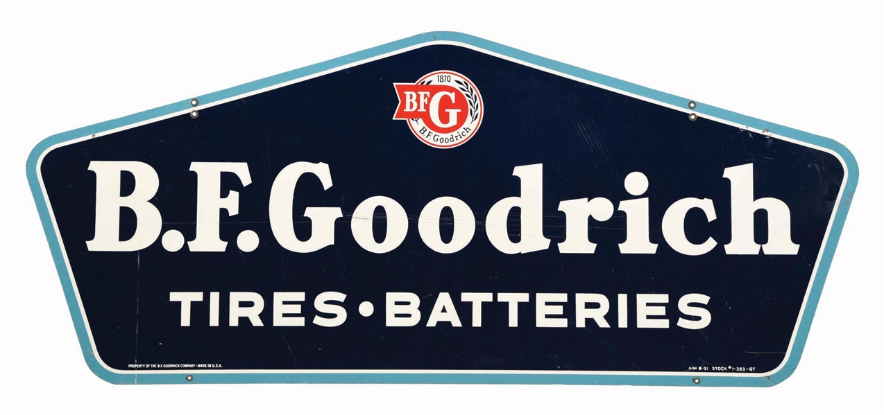 B.F. GOODRICH TIRES & BATTERIES TIN SIGN.