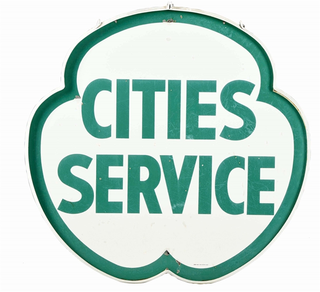 CITIES SERVICE SIGN W/ METAL RING.