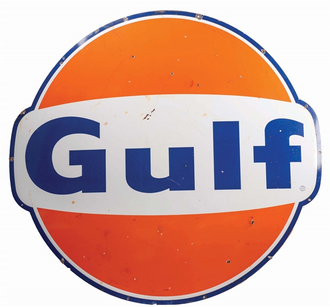 GULF SERVICE STATION PORCELAIN SIGN. 