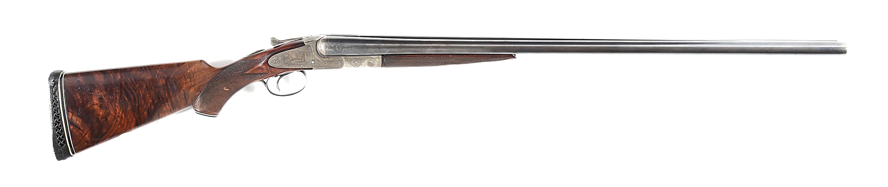 (C) RARE L.C. SMITH CROWN GRADE SIDE BY SIDE 12 BORE SHOTGUN.