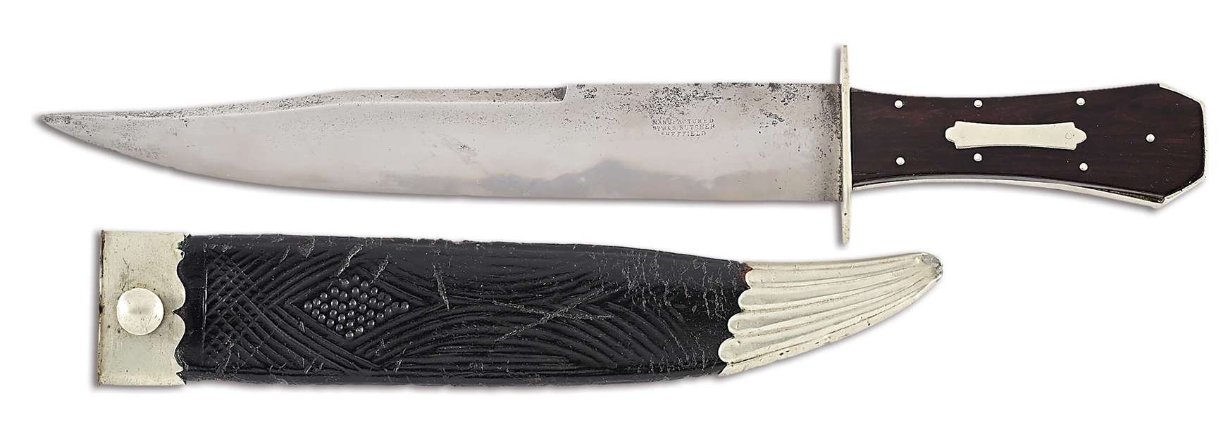 EARLY W & S BUTCHER SHEFFIELD COFFIN HANDLED KNIFE.