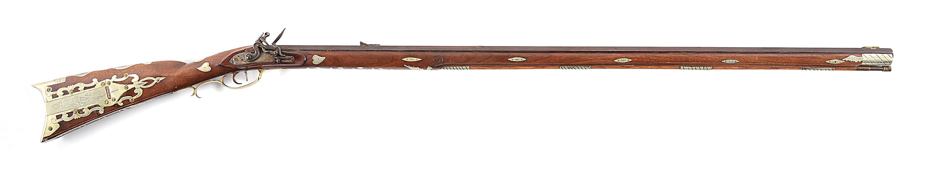 (A) CONTEMPORARY SILVER MOUNTED LONGRIFLE ATTRIBUTED TO HACKER MARTIN. 