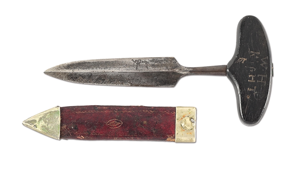 PUSH DAGGER WITH OWNER INITIALS ON HANDLE.