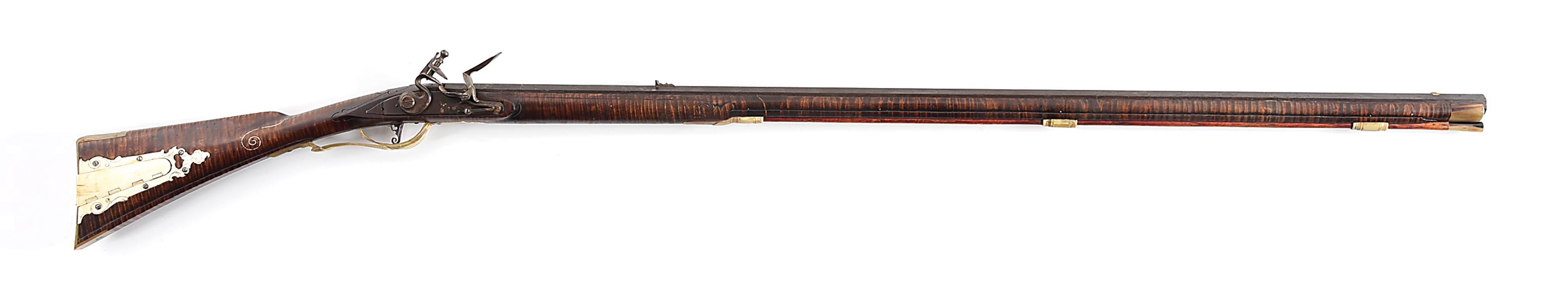 (A) CONTEMPORARY KENTUCKY LONGRIFLE WITH HORN MOUNTS BY ROLAND CADLE.