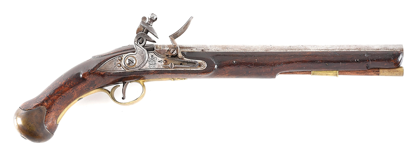 (A) BRITISH PATTERN 1801 FLINTLOCK SEA SERVICE PISTOL.